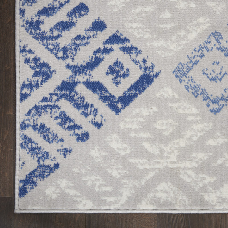 Tapis gris / bleu Kandlakunta, Rectangle 4 pi x 6 pi