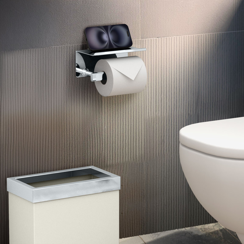 Porte-papier hygiénique surélevé avec tablette mobile Elevate, Chrome