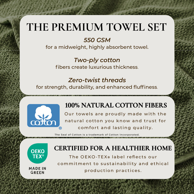 100% Cotton Textured Bath Sheet, Bath Sheet - 2 Pack, Forest Green