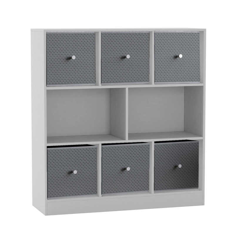 95.3cm H x 28.5cm W Solid Wood Bookcase, White/Light Grey