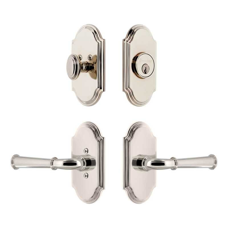 Ensemble de petites plaques d'entrée Grandeur Arc avec levier Georgetown, 2.375", Nickel poli, Droitier