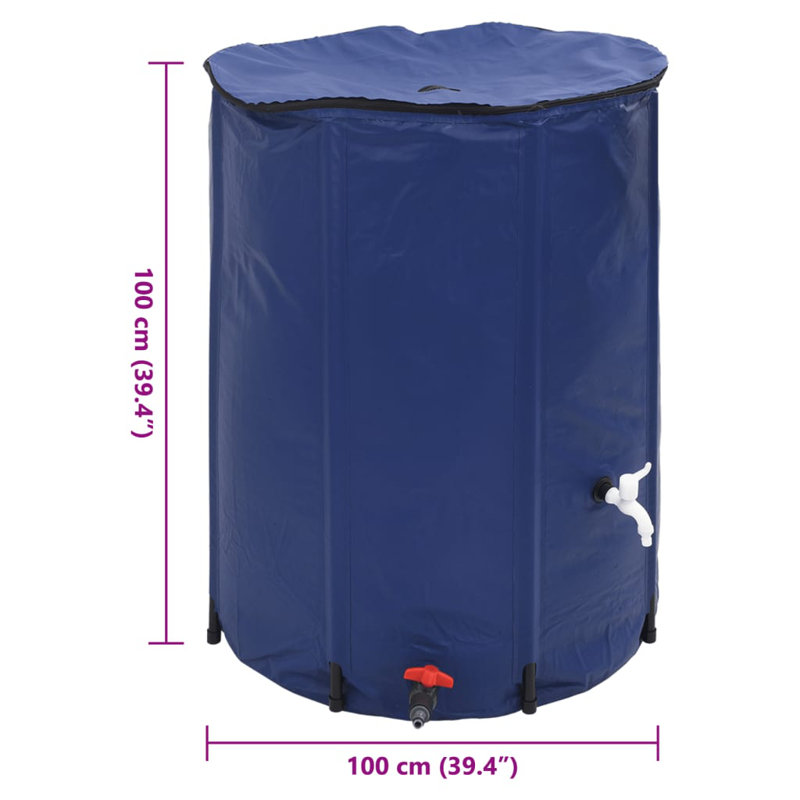 Dakota Fields Plastic Rain Barrel, Blue, 750 L