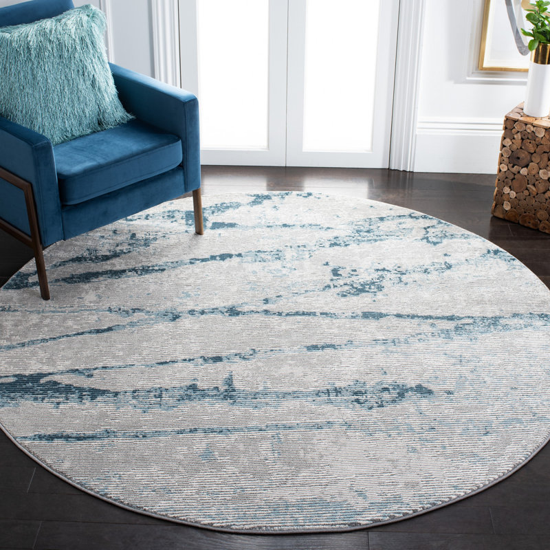 Meadow 500 Performance Abstract Rug, Round 6'7"