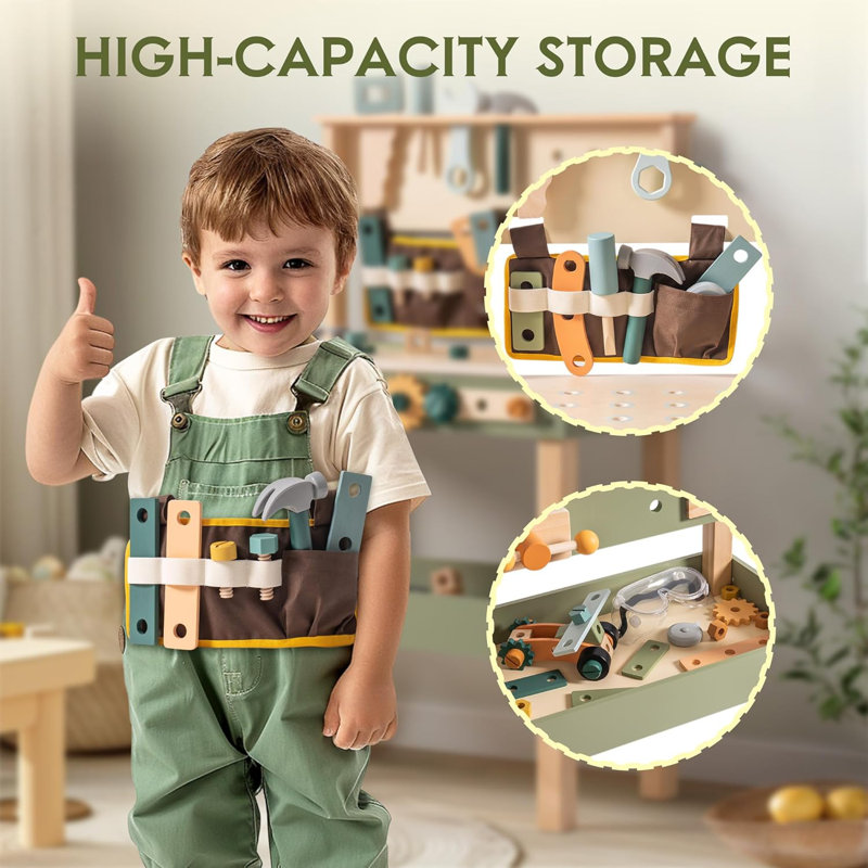 Carpenter Workbench with Tools Toy Organizer