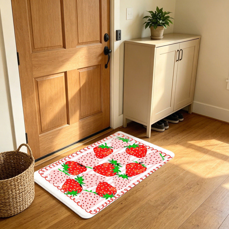 Tapis d'entrée rouge rouge rose fraise, 20 po x 32 po, intérieur / extérieur