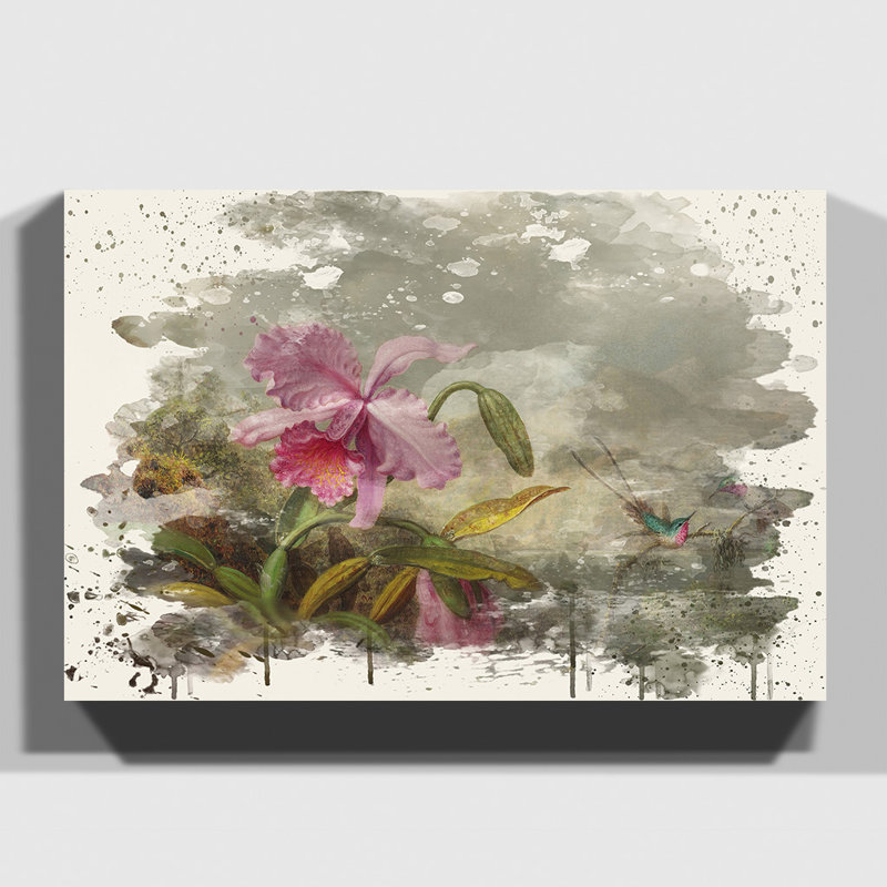 Pink Flower Painting on Canvas - Wrapped Canvas, 50cm H x 76cm W