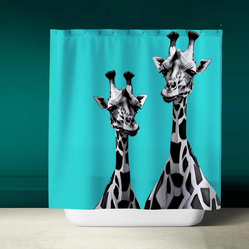Rideau de douche Lele, Noir / blanc / turquoise