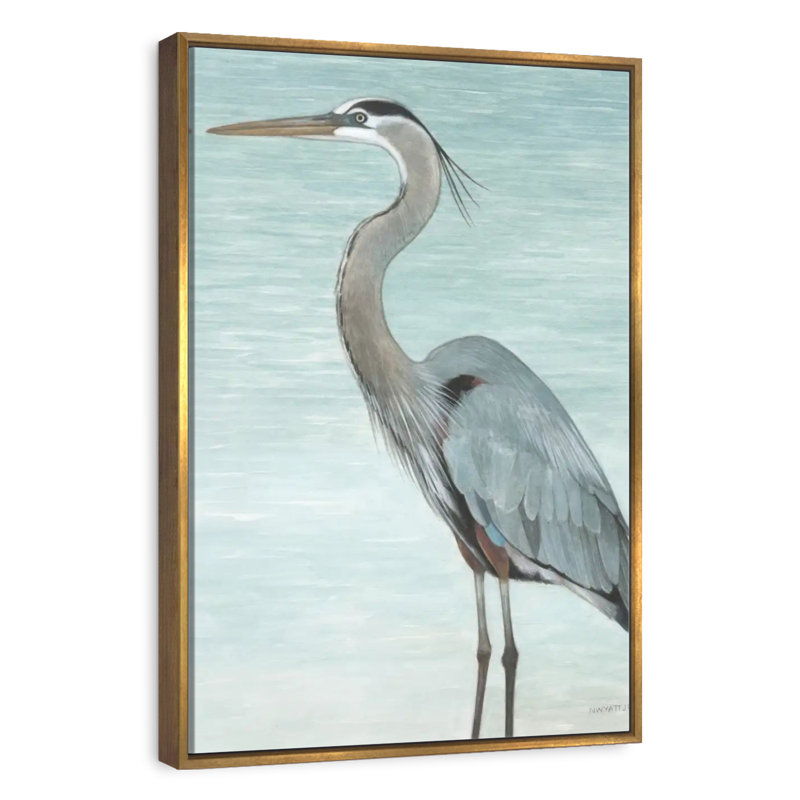 Grand héron, 25" x 37", Floating Frame Gold