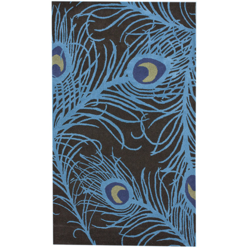 Tapis rectangulaire brun Adalise Feathers, Rectangle 5 pi x 8 pi