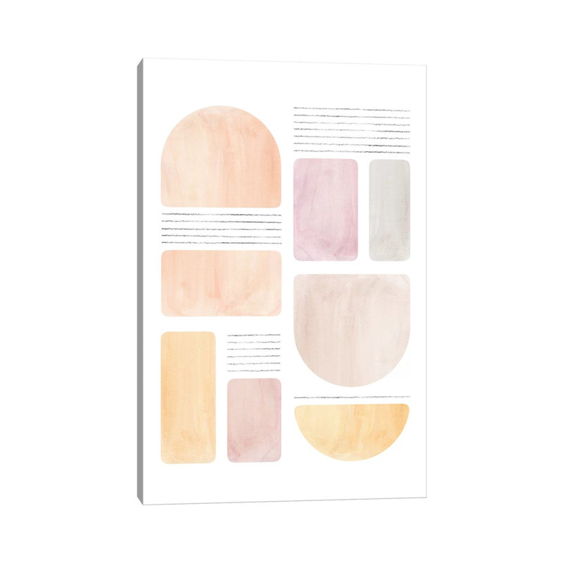 Abstract Geometric Shapes - Painting on Canvas, 66.04cm H x 45.72cm W x 3.81cm D, Wrapped Canvas