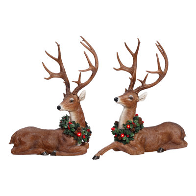 Christmas 2 Piece Reindeer with Wreath Set