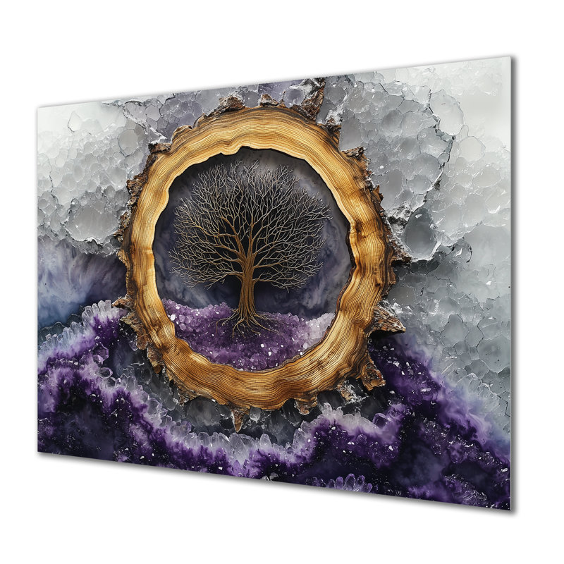 Cristal, forêt, arbre de vie - impression de forêt sur métal, H 12 po x l 20 po
