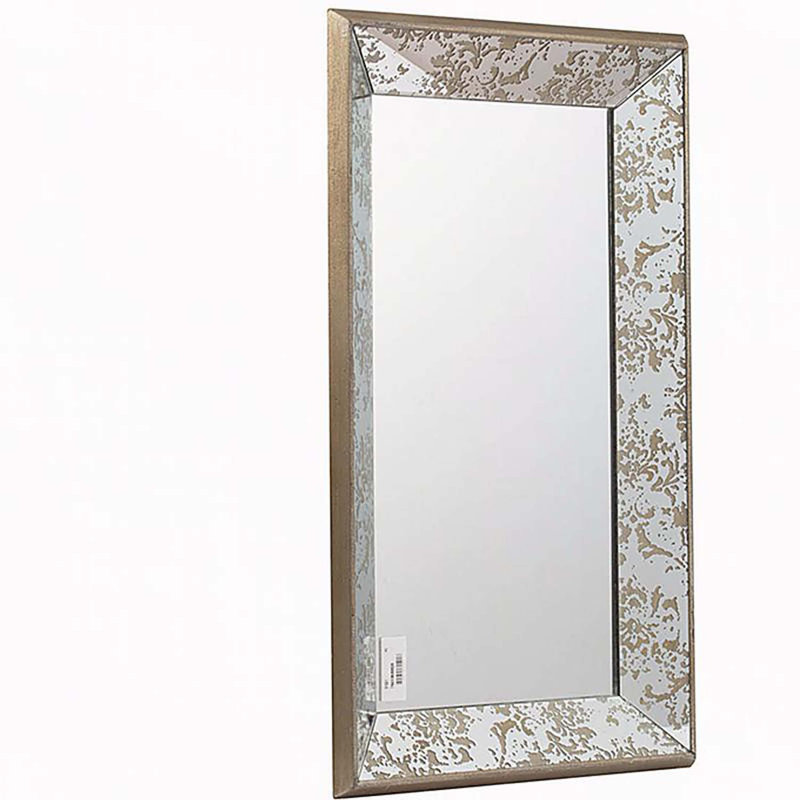 Miroir rectangulaire 24 po x 15 po avec détails floraux, 23,8 po x 15,6 po