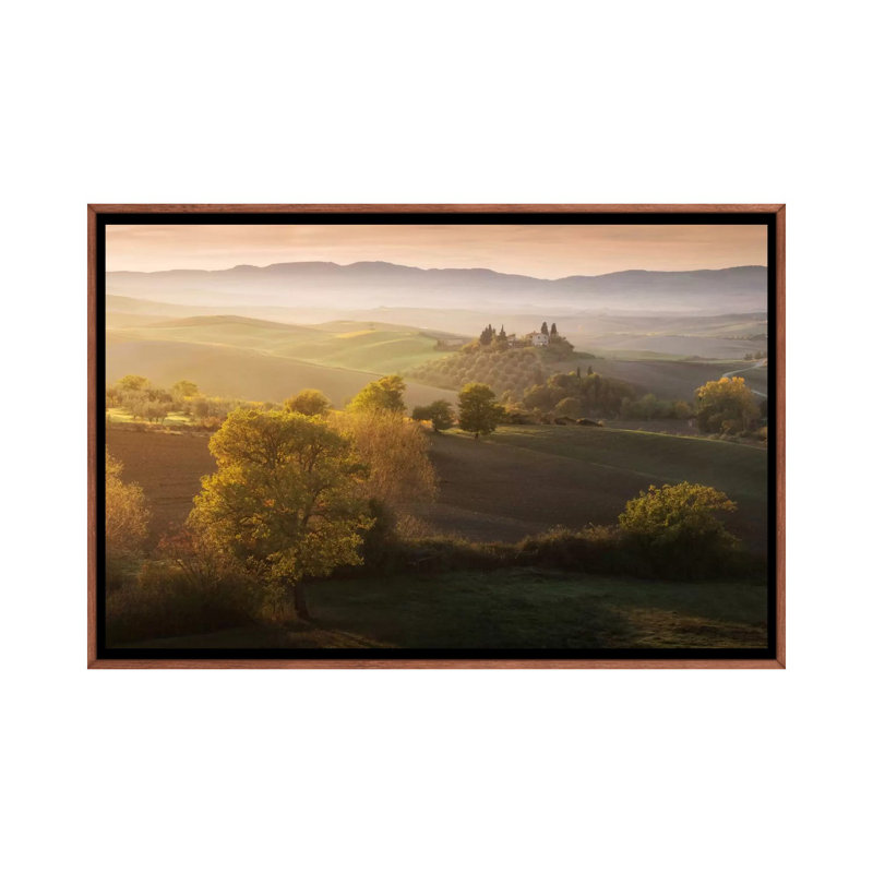 Autumn In Tuscany II by Daniel Kordan - Print on Canvas, 66.04 cm H x 45.72 cm W, Classic Brown Wood Framed