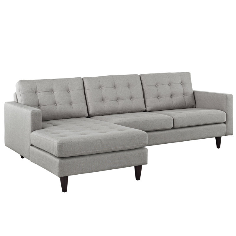Modway Empress Sectional Sofa, Light Grey Velvet, 34" H x 99.5" W x 60.5" D, Left Hand Facing