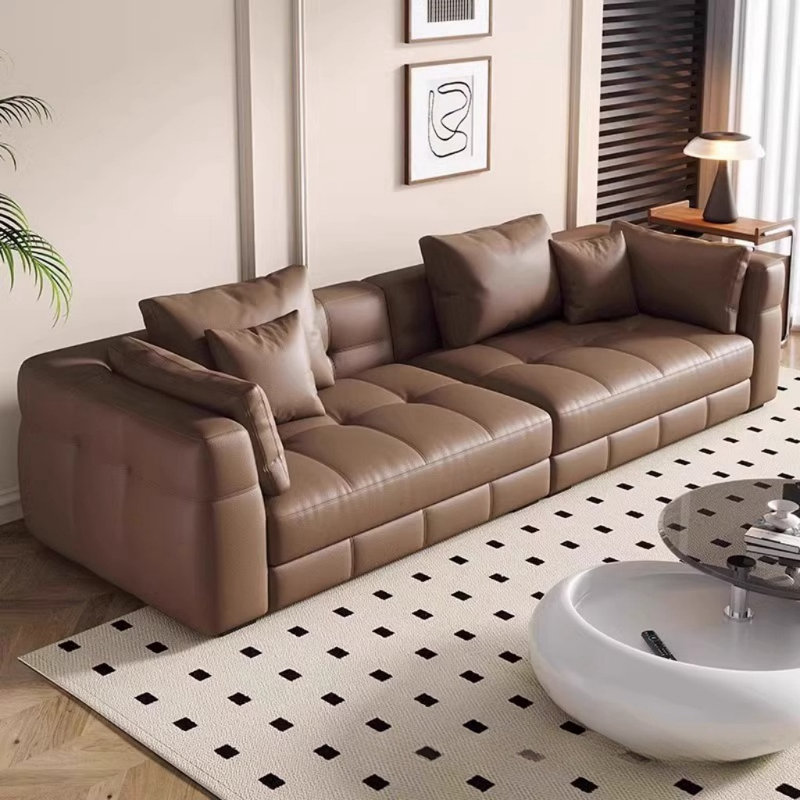 Modern Light Luxury Italian Sofa, Brown