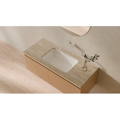 Lavabo de salle de bain encastrable en résine 23,5 po x 16,4 po Badeloft UB-01-G blanc brillant