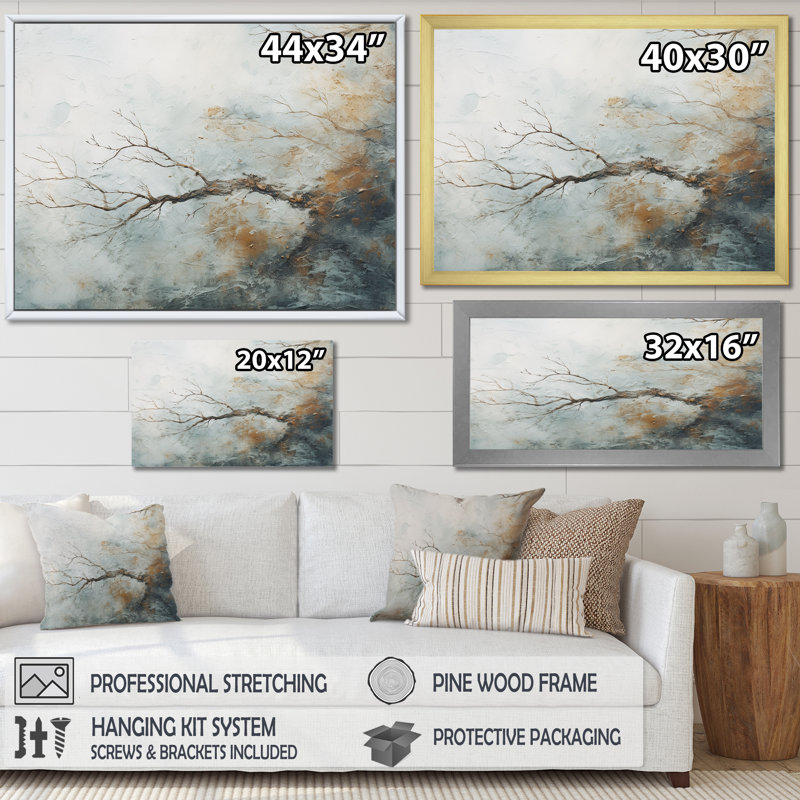Bleu et blanc neige en fleurs I, Toile tendue, 34" H x 44" W