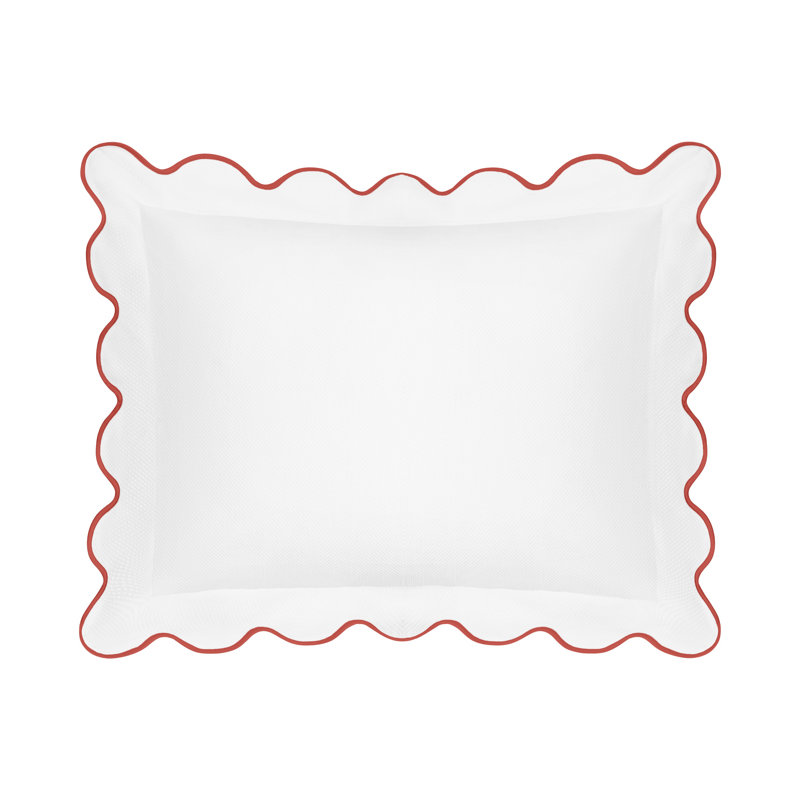 Honeycomb Solid Color 100% Cotton Pillow Sham, White/Lobster, Euro