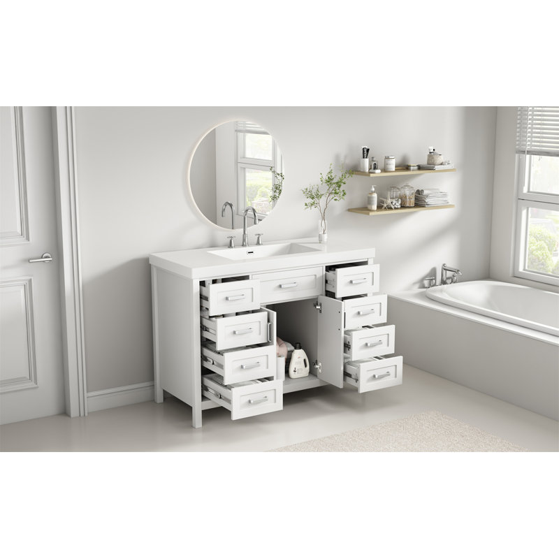 [Vidéo] Meuble-lavabo de 48 po avec lavabo, Blanc