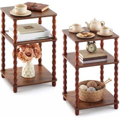 Modern 3-Tier Square Shape Set Of 2 Elonso