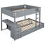 Lit superposé avec finition grise, lit gigogne simple et rangement de bureau, prises pour lit gigogne pratique, tiroirs cachés