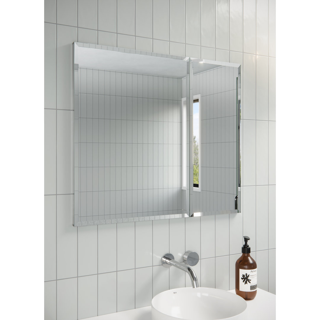 Recessed Frameless 2 Doors Medicine Cabinet with Adjustable Shelves Glass Warehouse