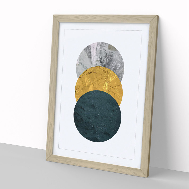 Textured Shapes No.1 - Framed Print, 90cm H x 65cm W x 2cm D, Oak Framed
