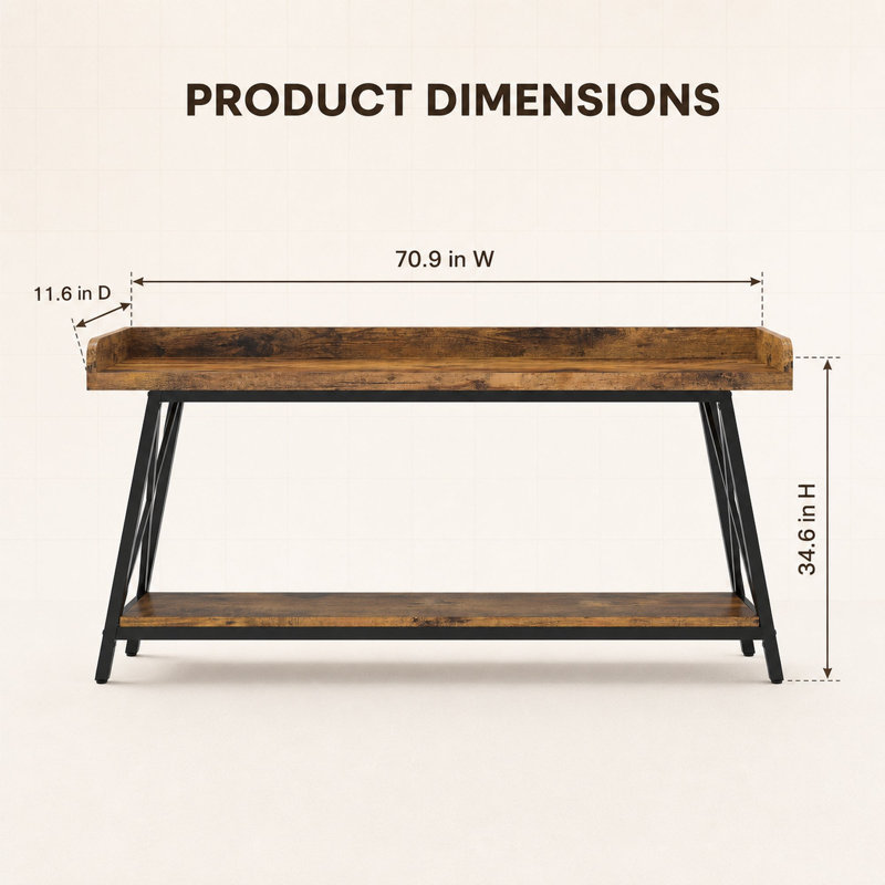 70.9" Extra Long Console Table Behind Couch, Brown