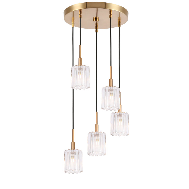 Luminaire suspendu cylindrique à 5 lumières Rosendahl, Laiton, Halogène