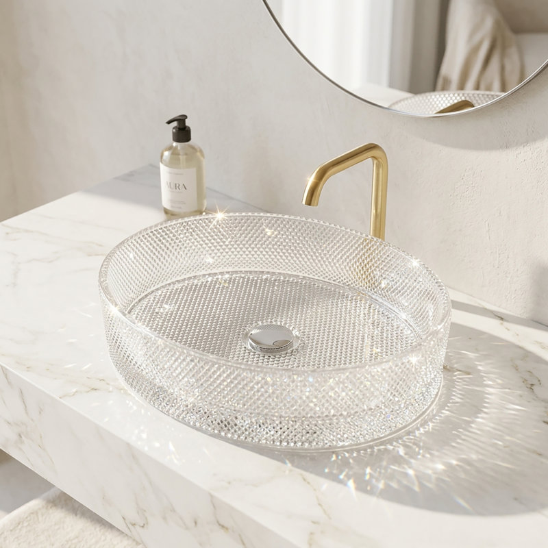 Lavabo vasque en verre 20 "Luxe Texture, Transparent