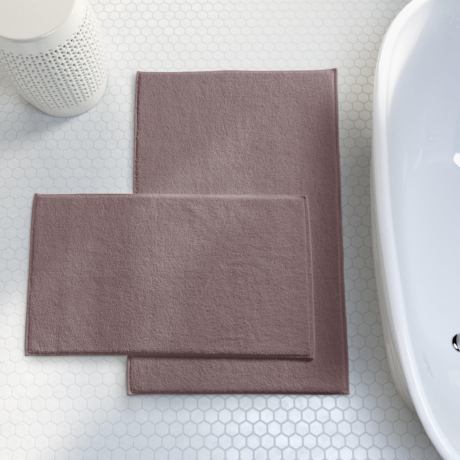 Lisbon Cotton Bath Mat, 20" W x 32" L, Aubergine
