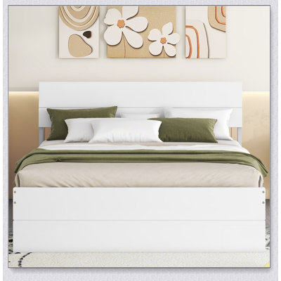 Cadre de lit avec lit gigogne simple et 2 tiroirs pour blanc brillant
