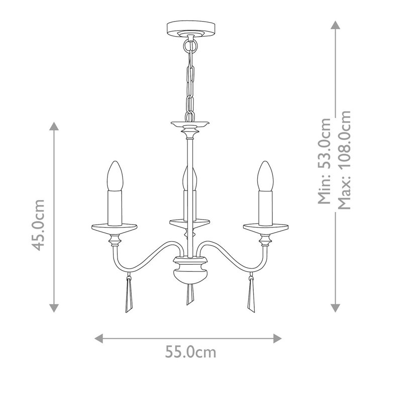 Duluth 3 - Light Candle Style Chandelier, Polished Nickel