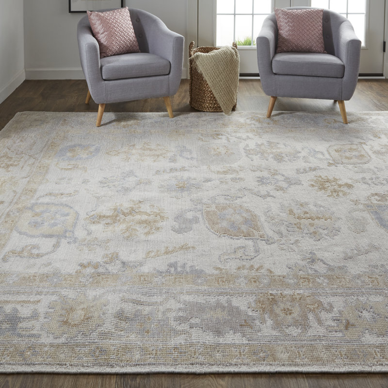 Wendover Transitional Oriental, Ivory/Tan Area Rug, Rectangle 3'6" x 5'6"