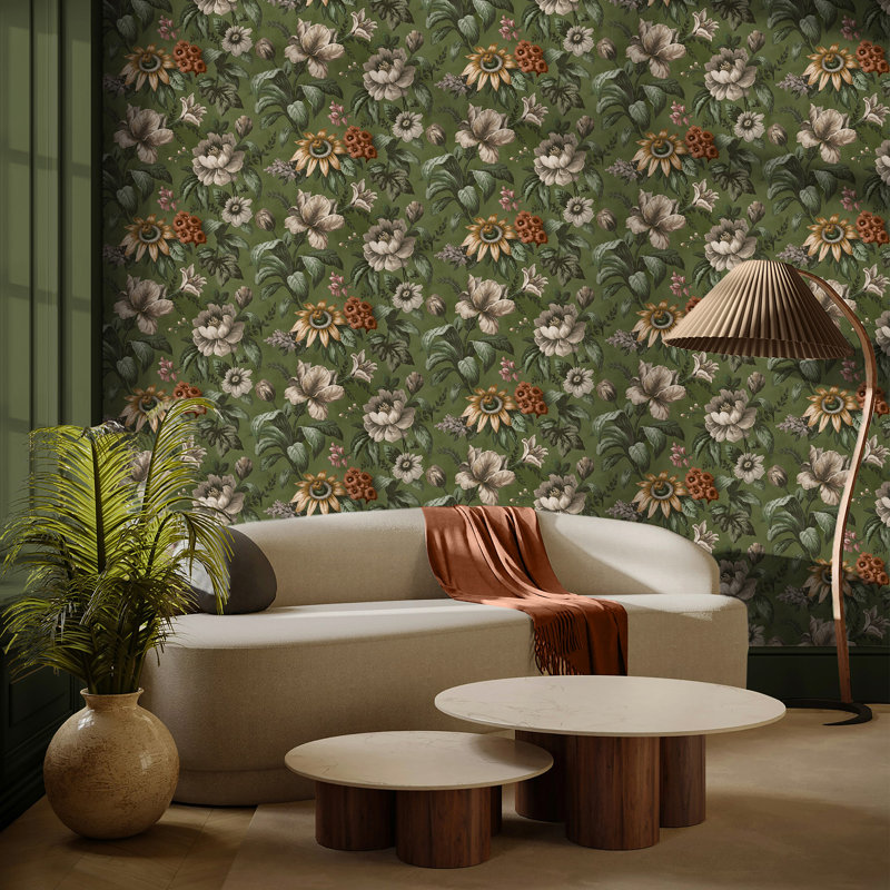 Superfresco Easy Gardenia Floral Wallpaper, Green