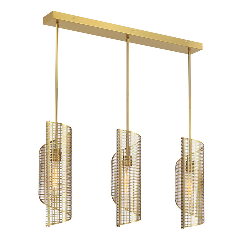 Nygaard 3-Light Linear Chandelier in Brass, Brass