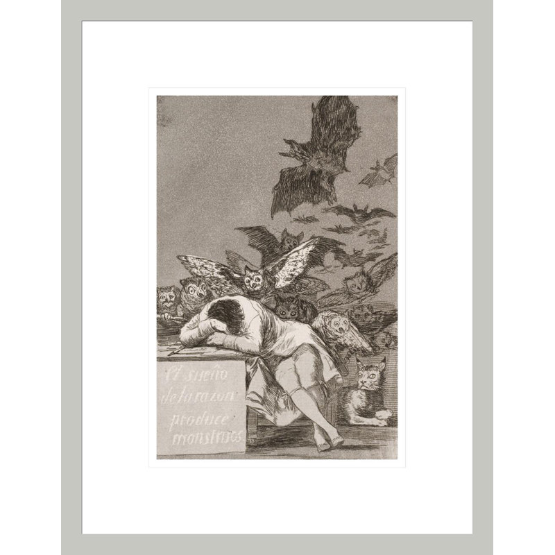 Le sommeil de la raison produit des monstres (n ° 43) de Los Caprichos par Francisco de Goya - Impression Giclée encadrée