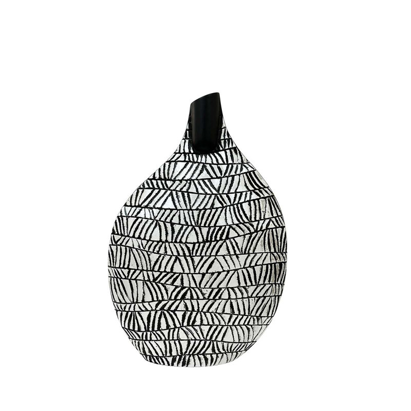 Patterned Polyresin Vase for the Living Room, Stylish Decorative Vase