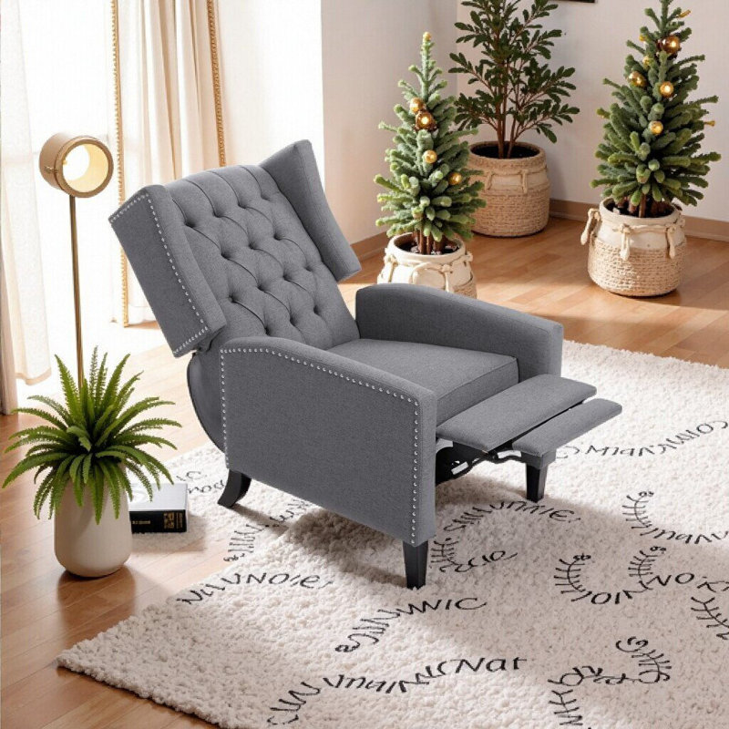 Fauteuil inclinable manuel avec coussin profond, 27,16 po de large, dossier haut, 3 positions d'inclinaison, Gris