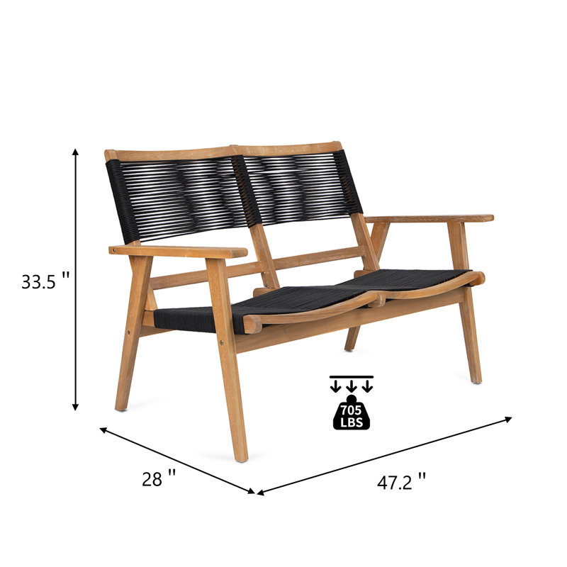 Ensemble de mobilier de patio modulaire en corde noire, conversation extérieure
