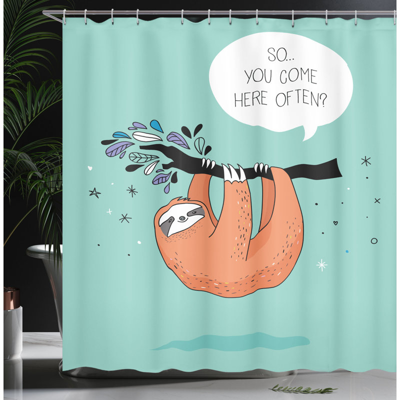 Rideau de douche simple à motif de paresseux affectueux allarna, H 75 po x l 69 po