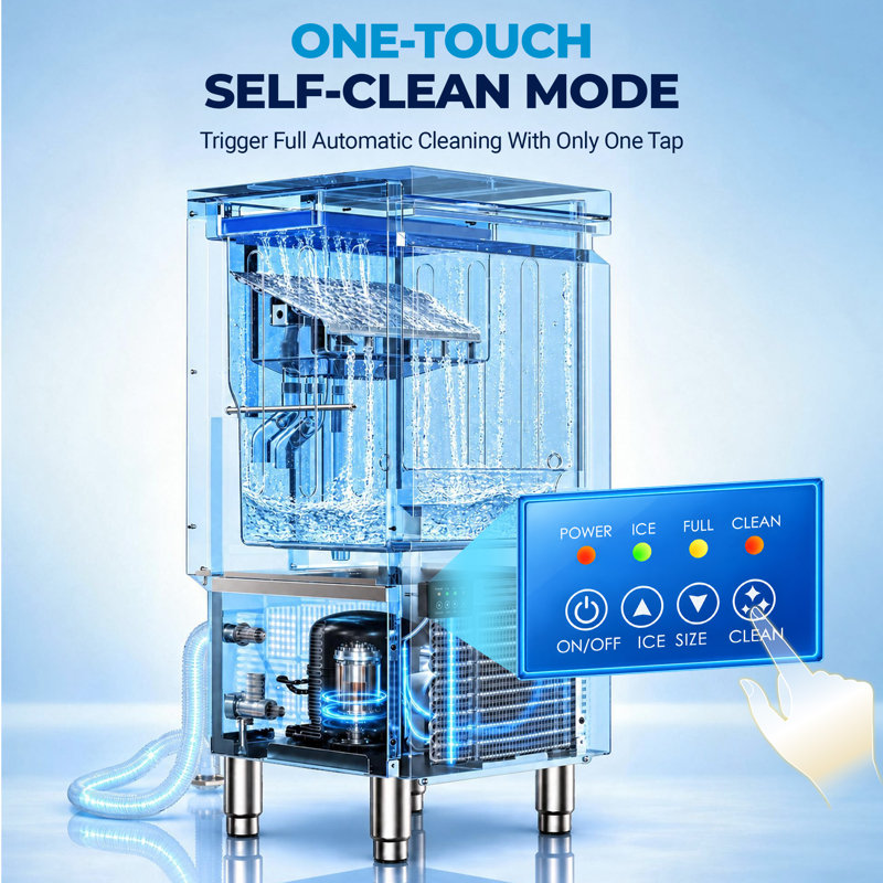 Chichef Ice Maker 75 lb. Daily Production Cube and Gourmet Clear Ice Freestanding Ice Maker