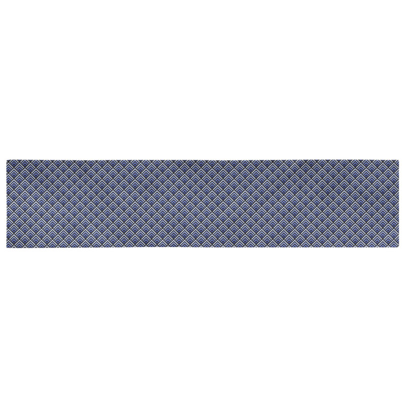 Chemin de table géométrique Avicia, 73,5 po x 17,5 po, Noir / Bleu, Coton