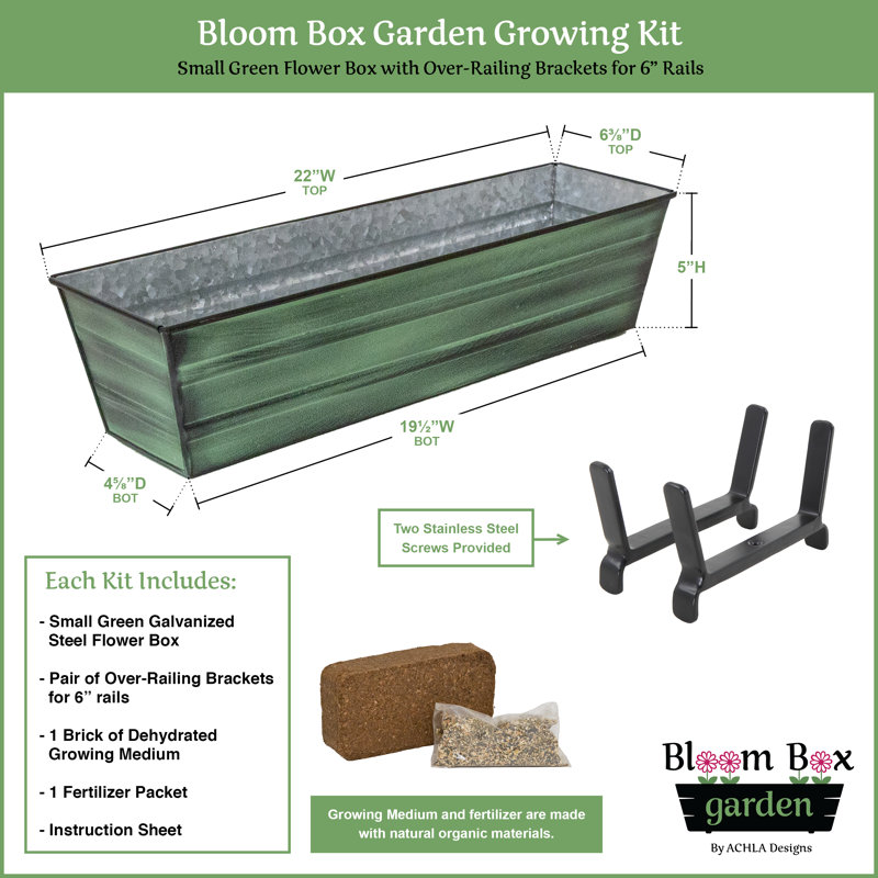 Metal Railing Planter, Green Patina