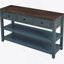 Console rétro avec deux tablettes ouvertes, structure en bois de pin massif et pieds pour le salon (bleu marine)-1359666165