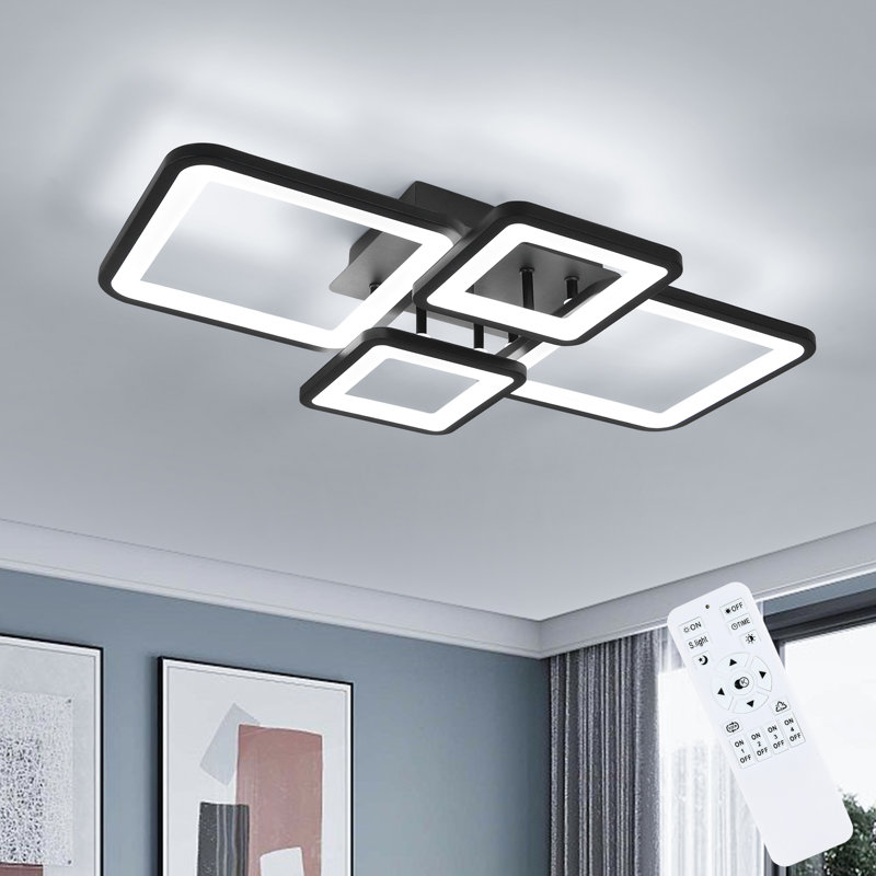Dawndra Dimmable 4-Light Square LED Flush Mount Ceiling Light