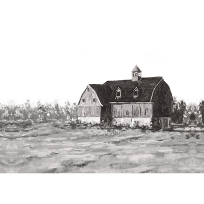 " Moody Black And White Barn " Painting Print