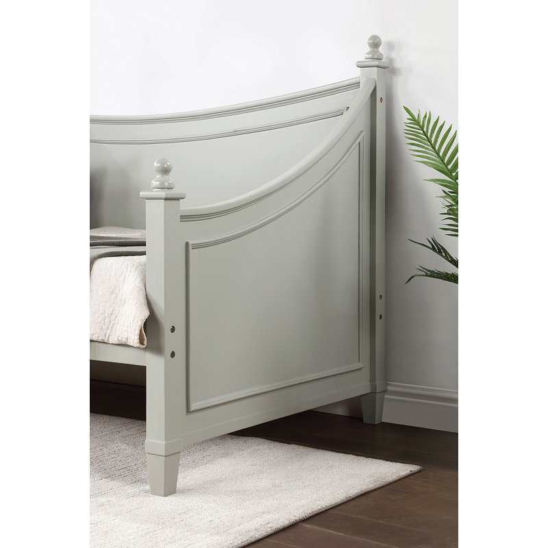 Lit simple avec matelas pour lit de jour et structure en bois massif, Gris