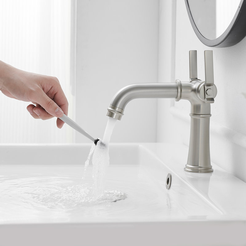 Single-Hole 2-handle Bathroom Faucet with Drain Assembly, Brushed Nickel